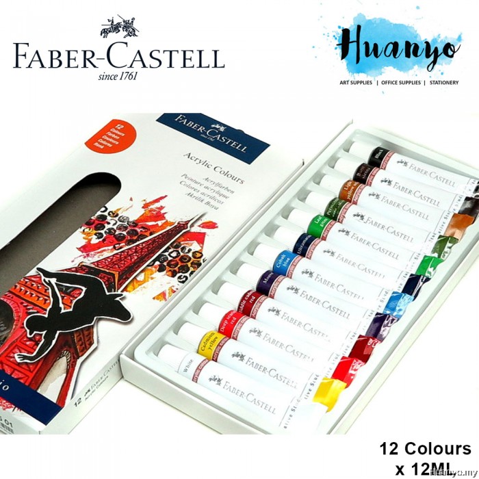FaberCastell Acrylic Colours Paint Starter Kit Set (Colours of 12)