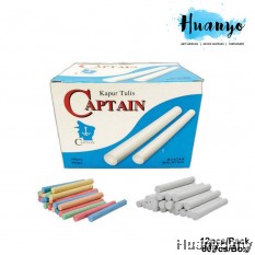 Captain Black Board Chalk Kapur Tulis (White / Colour) (12pcs Pack / 1 Box 400g, ±80pcs) [For Writing, Chalk Art]
