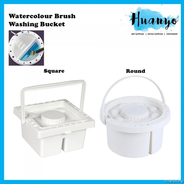 Artist Paint Brush Washing Basin Bucket Container with Brush Holder ...