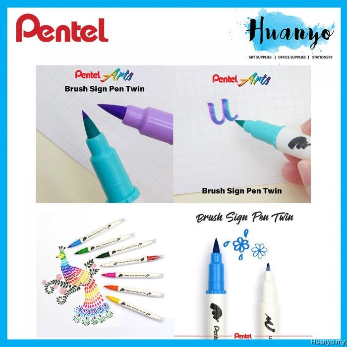 Malaysia) Sdn. Bhd. | SESW30C-T107 Brush Sign Pen TWIN TIPS- Orange