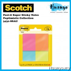 3M Post-it Super Sticky Notes Poptimistic Collection 1.5 x 2.0 inch (35 x 48 MM) 653-4AF (50 Sheets x 4 Pads Colour)
