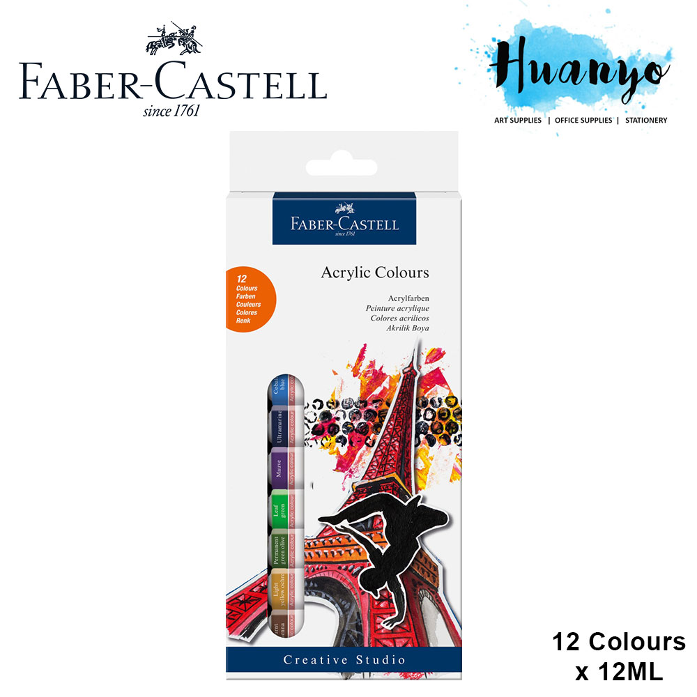 FaberCastell Acrylic Colours Paint Starter Kit Set (Colours of 12)
