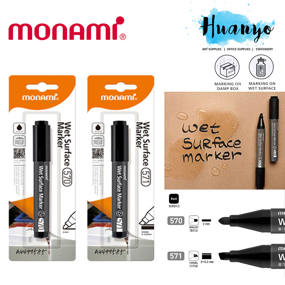 Monami Water Resistant Wet Surface Marker Pen 570 / 571 (Bullet