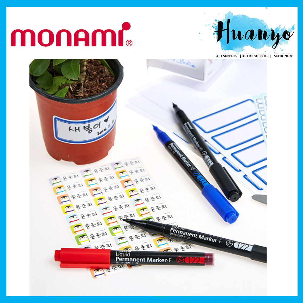 Monami SigmaFlo Permanent Marker Pen 120 (Fine Tip 0.7MM, Black / Blue)