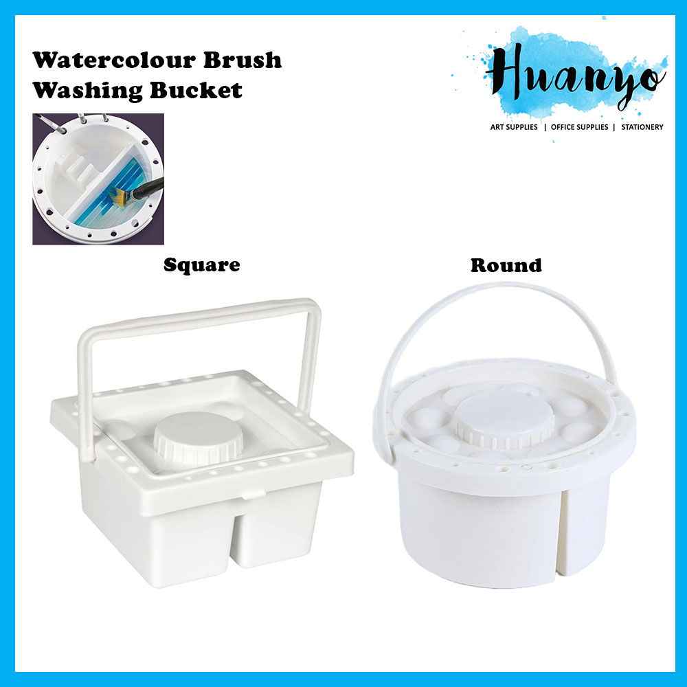 Artist Paint Brush Washing Basin Bucket Container with Brush Holder