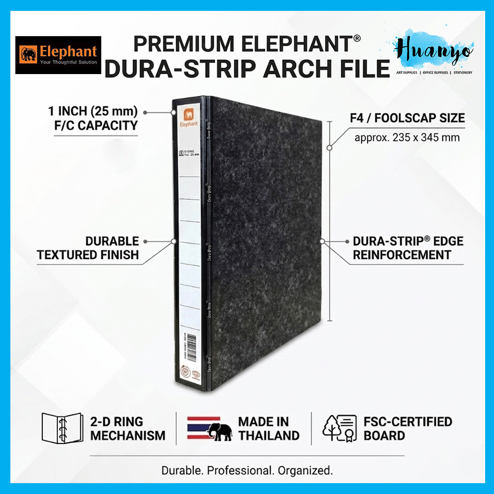 Elephant 2D A4 Ring File Arch file 25mm (222F) (With Clip/Without Clip)
